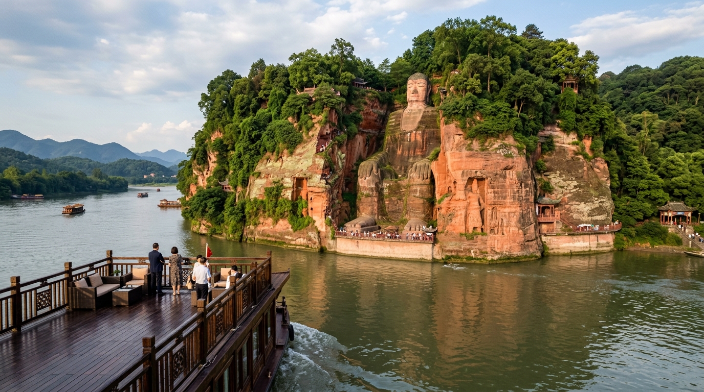 Leshan Giant Buddha viewed from a private boat