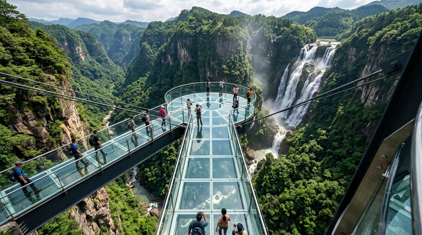 Gulong Gorge Yuntian Boba Cantilevered Glass Skywalk